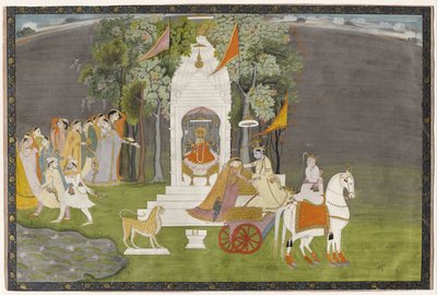 Krishna Abducting Rukmani from the Temple by Indian School